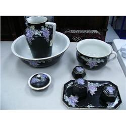 Really Outstanding Jug and Bowl Set, Chamber Pot, Soap dish (3pcs) Tray with 2 Covered Dishes in exc