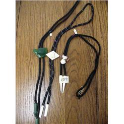 Lot of 3 Bolo Ties:  Jade Bear, Ivory Ram, Ivory Billican (37)