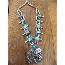 Outstanding Sterling Silver Turquoise Squash Blossom Necklace, Old, Retail Value $2,500, Handmade Si