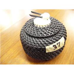 Baleen Basket by Carl Hank #244 with unusual Walrus Head with Baleen Tusks, solid as a rock.  248F