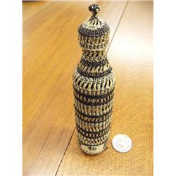 Aleut Style Grass Basket 6" Tall on bottle, Fabulous Quality (1)