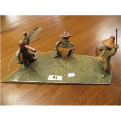 Soapstone Tlingit Dancers 8 1/2" Wood and Baleen (1)