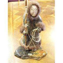 16" Soapstone Hunter with Spear by Michael Scott (1)
