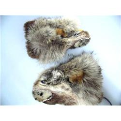 Pair of Wolf Faced Mittens with Beaver Trim by Flora Wassile (1)