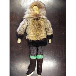 12 1/2" Old Doll with Leather Face Loose Arm  c. 1950  (74)