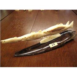 9 1/2" Group of Salmon Carved out of Fossilized Ivory (33)