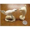 Image 1 : Lot of Bone 2" Swimming Seal with Inset Baleen Eyes and Claws and 3" Ivory Jumping Seal (33)