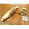 Image 1 : Lot of 3 1/2" Fossilized Ivory Seal and 1 1/2" Carved Bone Eagles Head (33)
