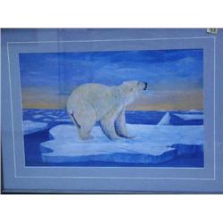 Print signed and numbered 27/200, Polar Bear by P.B. Doosuntia 1997, Frame Size 20" x 27"  (64)
