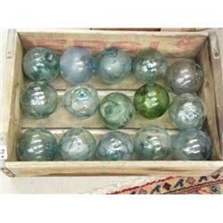 CHOICE on 2 Old Wood Pepsi Crates from Gambel AK  full of 15 glass balls collected in 1950's (1)