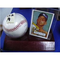 CHOICE on 3 Autographed Baseballs with Certificates in Individual Display Cases: A Mickey Mantle (53