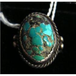 Size 12 Men's Turquoise Ring, Sterling Silver, Old Pawn (31)