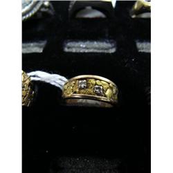 Size 6 Gold Nugget Ring with 2 Diamonds  (31)