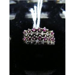Size 8 Lady's Diamond and Ruby Ring with 14 Diamonds and  15 small Rubies, 1 Ruby is missing (31)