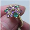 Image 2 : Size 8 1/4 Lady's Cocktail Ring with 3 Emeralds, 3 Diamonds and 12 Amethysts (31)
