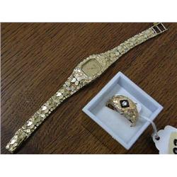 14k Gold Plated Watch and Band and a Blackhills Gold Ring with Diamond (71)