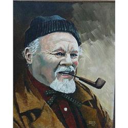 Original Oil Painting by Bruce Bond 1967, "Burl Ives"  16" x 20" Image size (67)