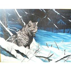 Print on Canvas by Tom Mansanarez (National Wildlife Artist of 1998), "Moonlight Vigil" 29 1/2" x 39