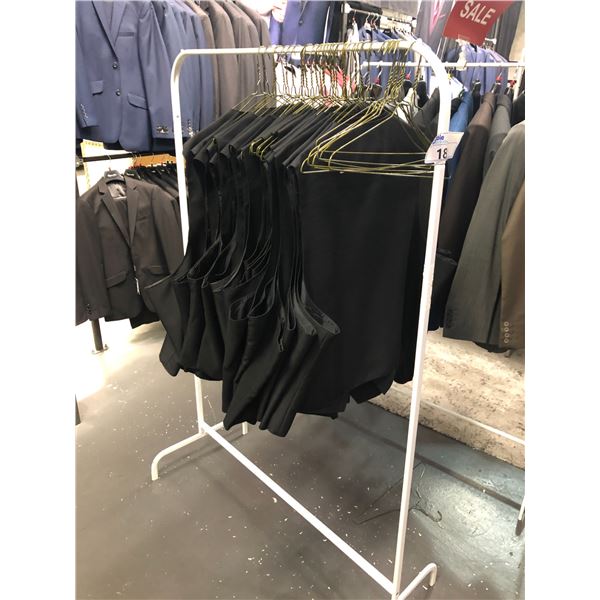 APPROX 25 BLACK DRESS VESTS INCLUDING RACK
