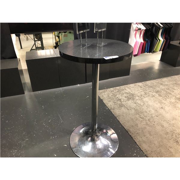 3 COUNTER HEIGHT 24" TABLES WITH BAR STOOLS AND 2 GREY 10 X 8' AREA RUGS