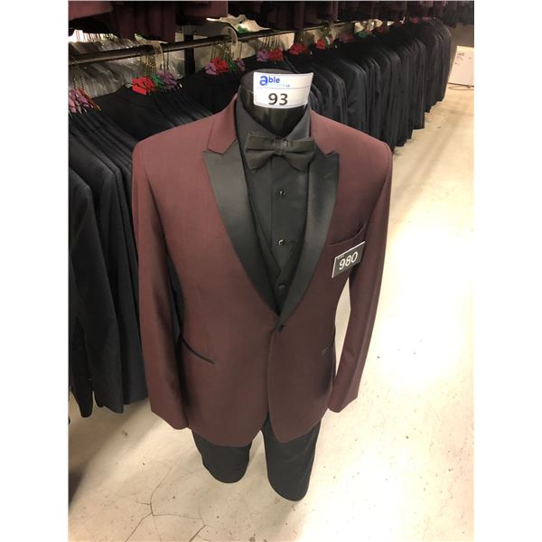 BURGUNDY WOOL SUIT JACKET STYLE 980 APPROX 120 MIXED SIZES