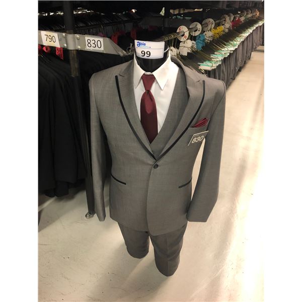 GREY WOOL SUIT JACKET AND PANTS STYLE 830 APPROX 210 MIXED SIZES