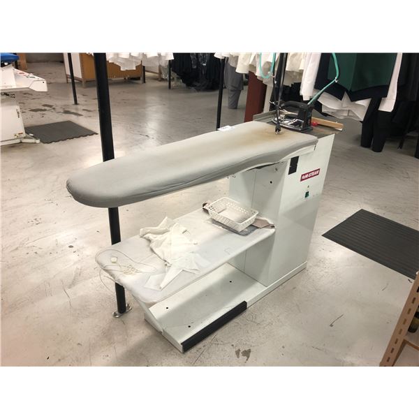 HI-STEAM IRONING BOARD WITH STEAM IRON EUROPEAN FINISHING EQUIPMENT CORP MODEL KW1150 AMP9,6