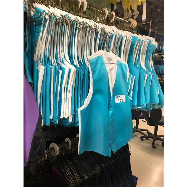 TEAL/WHITE VEST APPROX 40 MIXED SIZES