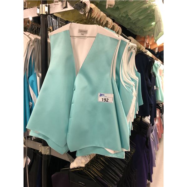 TEAL/WHITE VESTS APPROX 30 MIXED SIZES