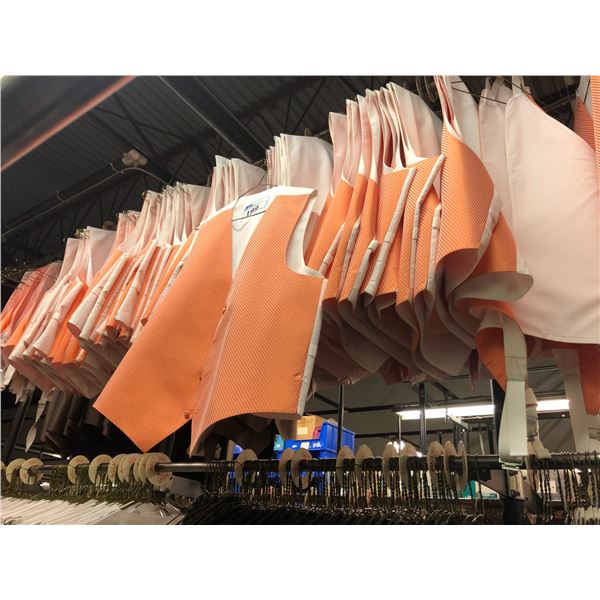 ORANGE/WHITE VESTS APPROX 45 MIXED SIZES