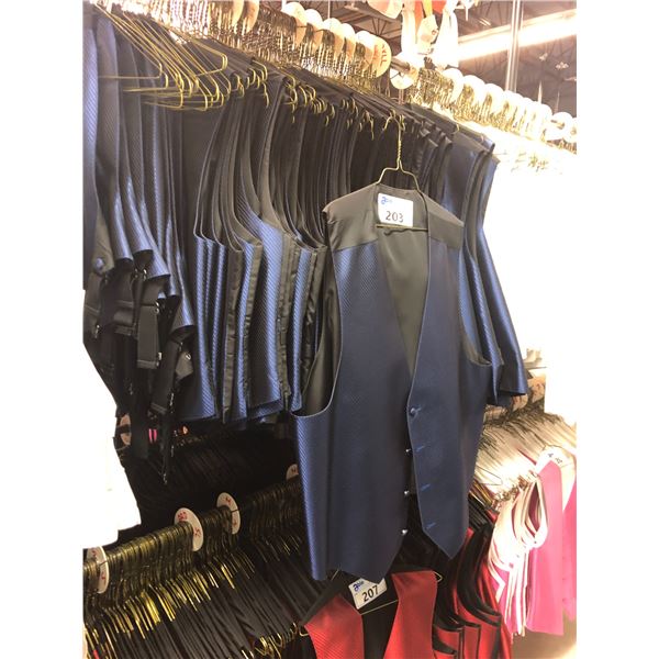 BLUE PATTERNED VESTS APPROX 40 MIXED SIZES