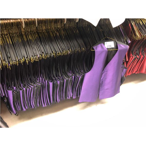 PURPLE PATTERNED VESTS APPROX 80 MIXED SIZES
