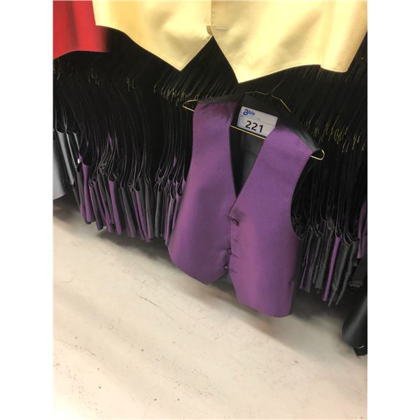 PURPLE PATTERNED VESTS APPROX 50 MIXED SIZES