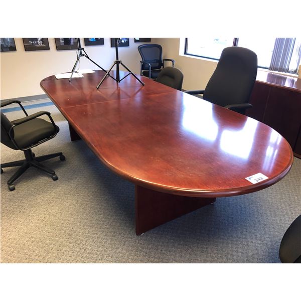 CONTENTS OF OFFICE THREE INCLUDING BOARDROOM TABLE, CREDENZA, CHAIRS AND MEDIA STANDS WITH CONTENTS