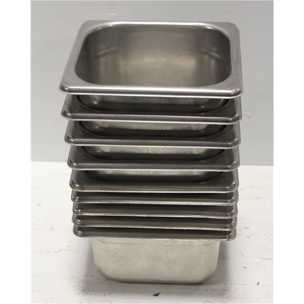 NINE 1/6 SIZE STAINLESS STEEL INSERTS - 2"