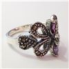 Image 2 : Silver Amethyst Marcasite Ring (~Size 6.5)(Ring is resizable for $40) (~length 0inches) (~weight 4.4