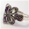 Image 3 : Silver Amethyst Marcasite Ring (~Size 6.5)(Ring is resizable for $40) (~length 0inches) (~weight 4.4
