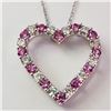 Image 1 : Silver Created Pink Sapphire Necklace (~Size 0) (~length 19inches), Suggested Retail Value $120