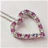 Image 2 : Silver Created Pink Sapphire Necklace (~Size 0) (~length 19inches), Suggested Retail Value $120