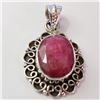Image 1 : Silver Ruby W/ Cord Pendant (~Size 0) (~length 0inches) (~weight 4.76g), Suggested Retail Value $160