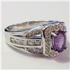 Image 2 : Silver Amethyst Cubic Zirconia Ring (~Size 7)(Ring is resizable for $40) (~length 0inches) (~weight 