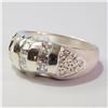 Image 2 : Silver Cubic Zirconia Ring (~Size 8.5)(Ring is resizable for $40) (~length 0inches) (~weight 6.68g),