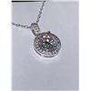 Image 1 : Sterling Silver Stamped Rhodium Plated 2.0 Round Cut Solitaire Moissanite Pendant & Chain Set Apprai