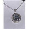Image 3 : Sterling Silver Stamped Rhodium Plated 2.0 Round Cut Solitaire Moissanite Pendant & Chain Set Apprai