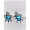 Image 1 : Delicate Blue Topaz Turtle multi Stone Earring Set