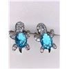 Image 2 : Delicate Blue Topaz Turtle multi Stone Earring Set