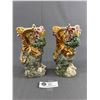 Image 1 : Vintage 1940's Unique Ceramic Wall Pocket Vases Approx 8"
