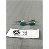 Image 1 : Vintage Sterling Silver Cufflinks with Inlaid Turquoise