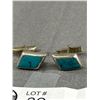 Image 2 : Vintage Sterling Silver Cufflinks with Inlaid Turquoise