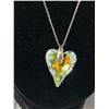 Image 2 : 925 Sterling Silver w. Large Light Colour Aurora Borealis Crystal Heart Pendant